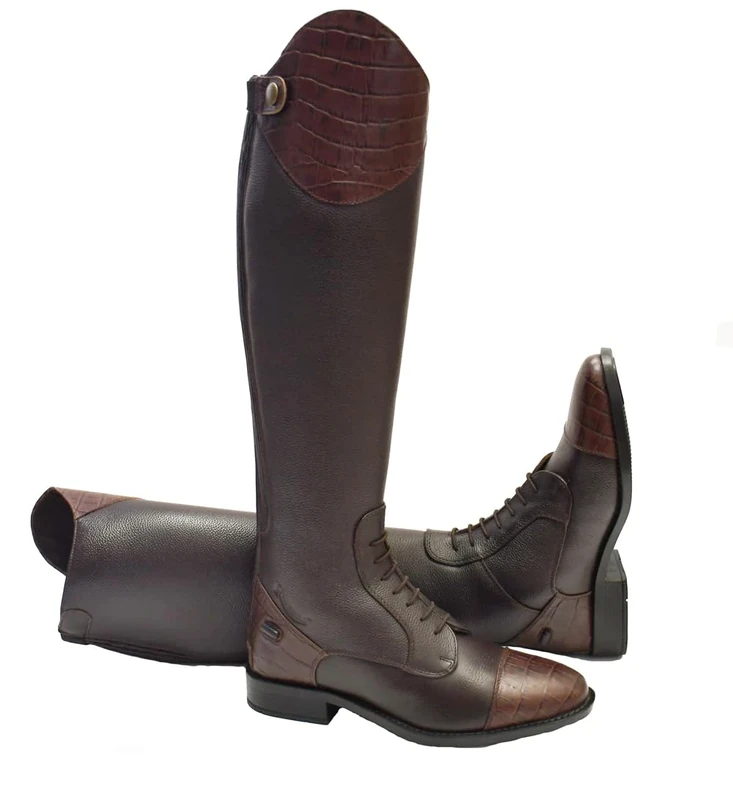 Rhinegold De-Luxe Leather Laced Riding Boot-3(36)-Calf 1-BRN