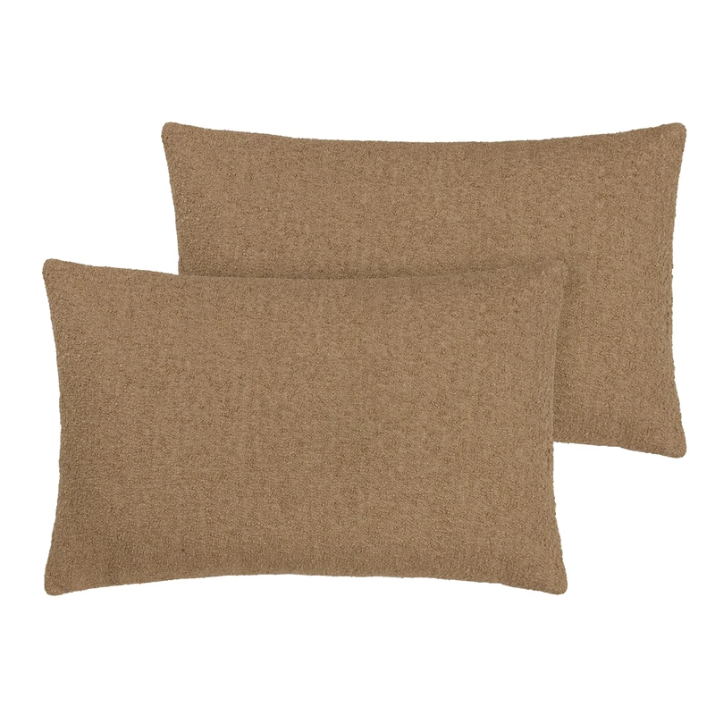 furn. Hoem Selene Feather Filled Cushions Twin Pack, Toffee, 40 x 60cm