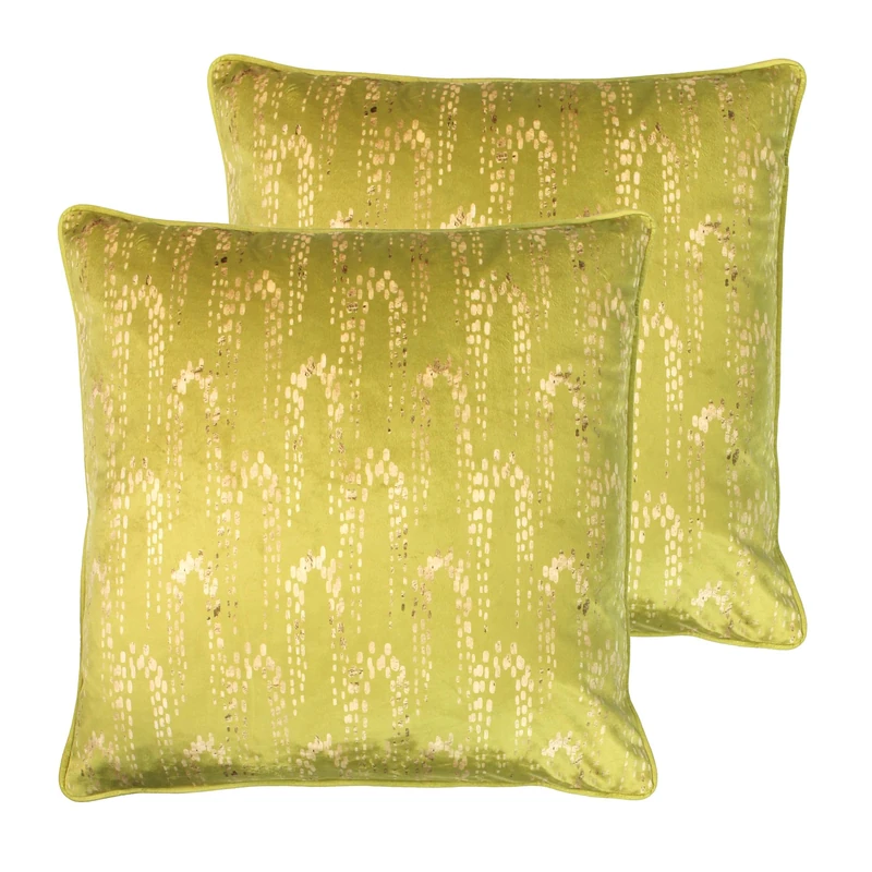 furn. Wisteria Feather Filled Cushions Twin Pack, Chartreuse, 50 x 50cm