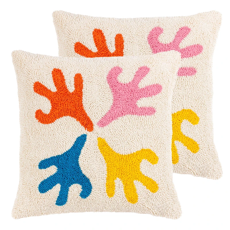 Heya Home Oceana Feather Filled Cushions Twin Pack, Multicolour, 45 x 45cm