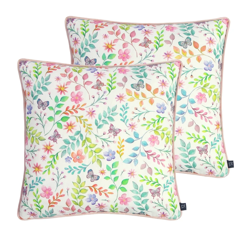 Prestigious Textiles Secret Garden Feather Filled Cushions Twin Pack, Candyfloss, 43 x 43cm