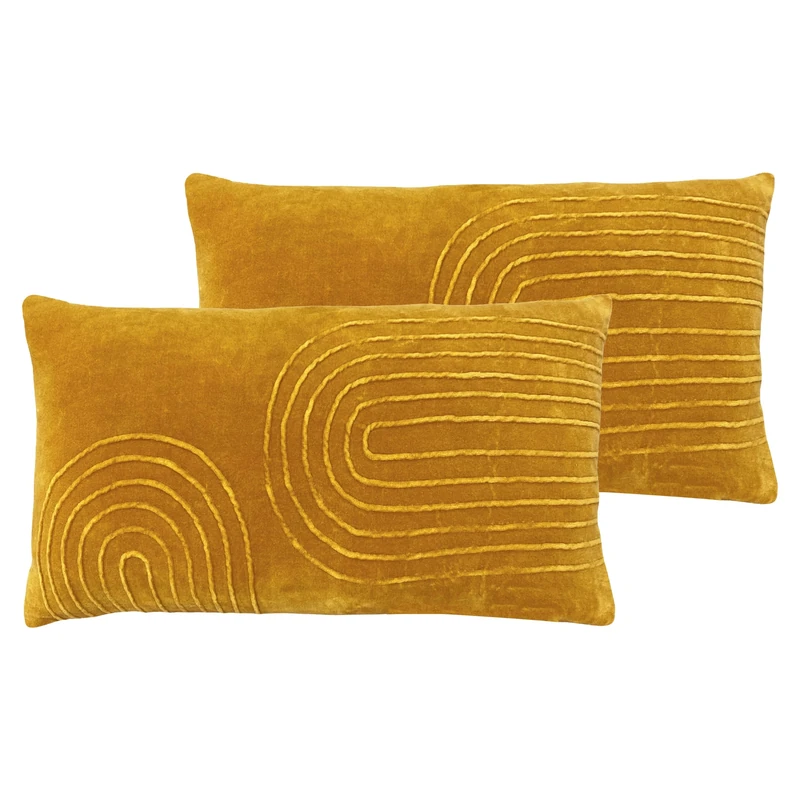 furn. Mangata Feather Filled Cushions Twin Pack,Ochre,30 x 60cm