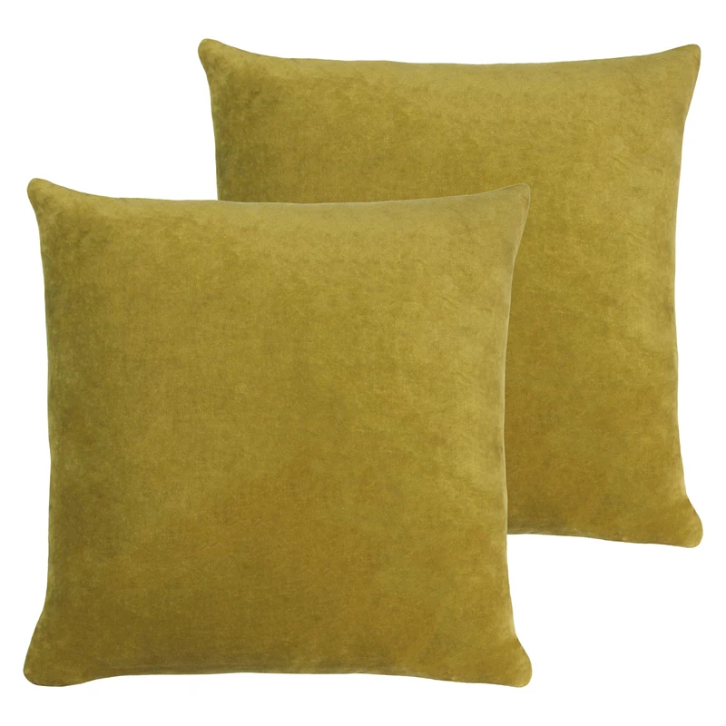 furn. Solo Feather Filled Cushions Twin Pack, Olive, 45 x 45cm