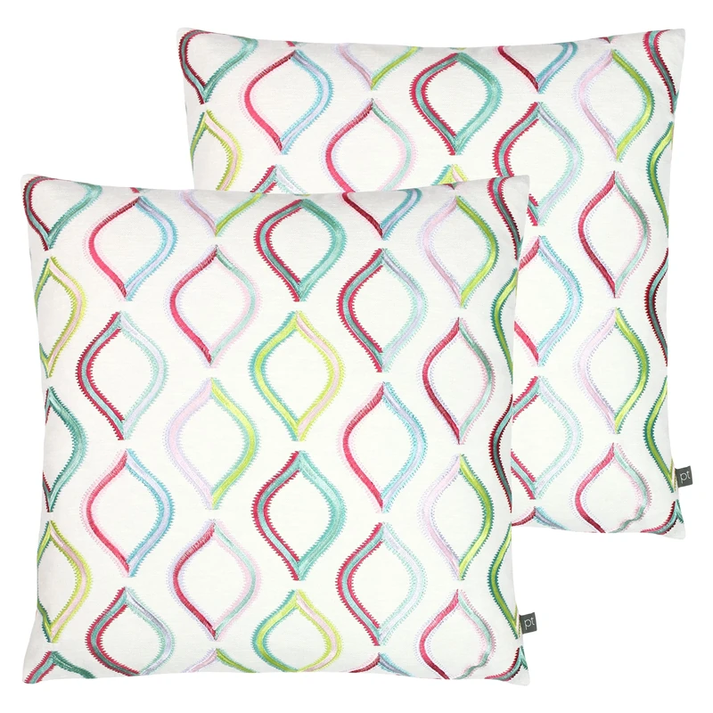 Prestigious Textiles Spinning Top Feather Filled Cushions Twin Pack, Rainbow, 50 x 50cm