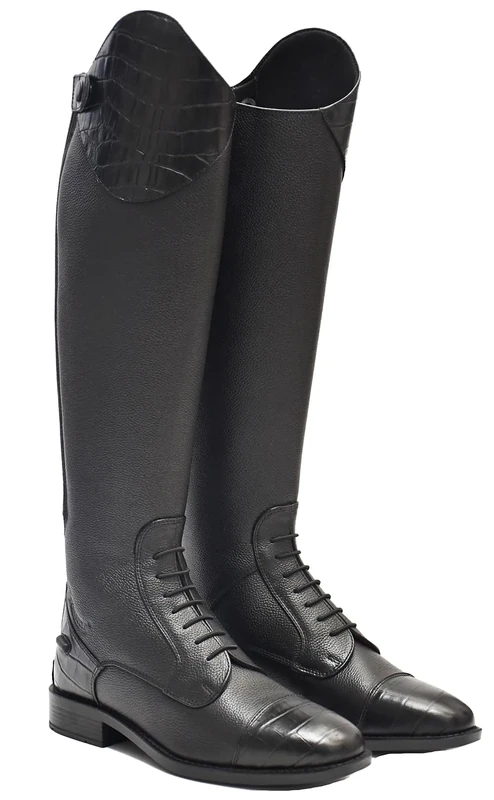 Rhinegold De-Luxe Leather Laced Riding Boot-7(41)-Calf 0-BK