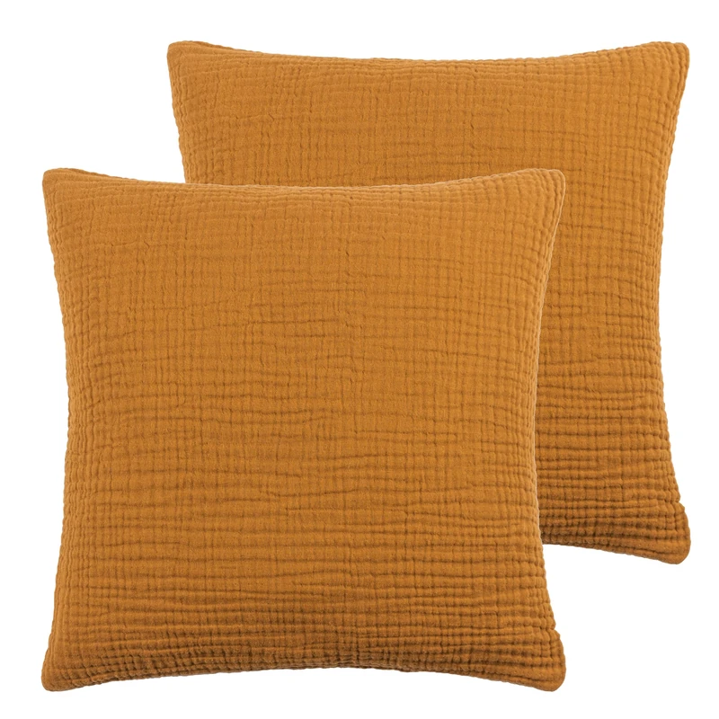 Yard Lark Feather Filled Cushions Twin Pack, Cumin, 45 x 45cm