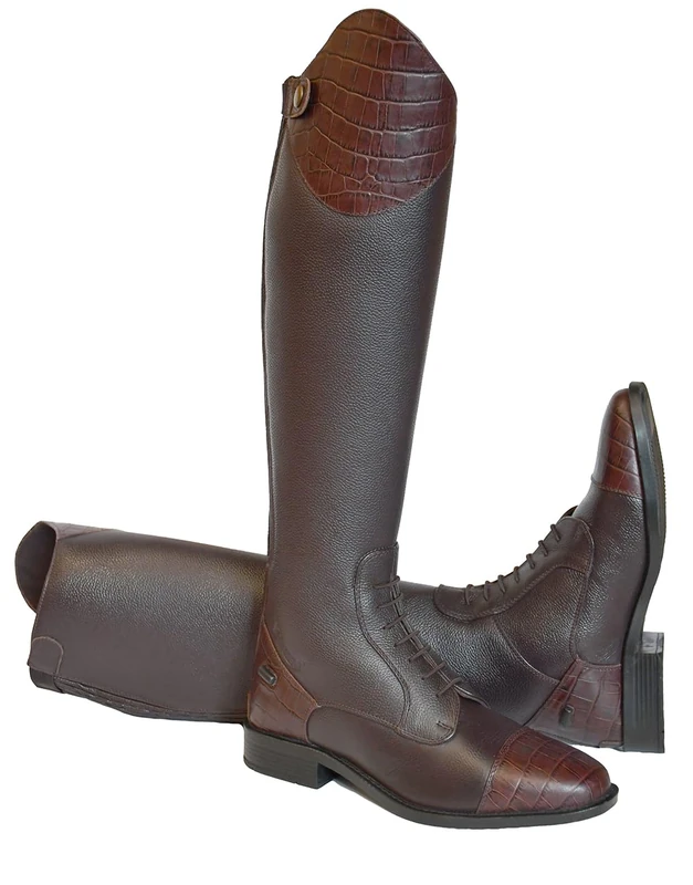 Rhinegold De-Luxe Leather Laced Riding Boot-7(41)-Calf 3-BRN
