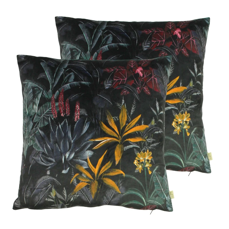 Evans Lichfield Zinara Leaves Feather Filled Cushions Twin Pack
