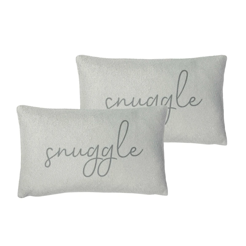 furn. Shearling Feather Filled Cushions Twin Pack, Grey, 30 x 50cm