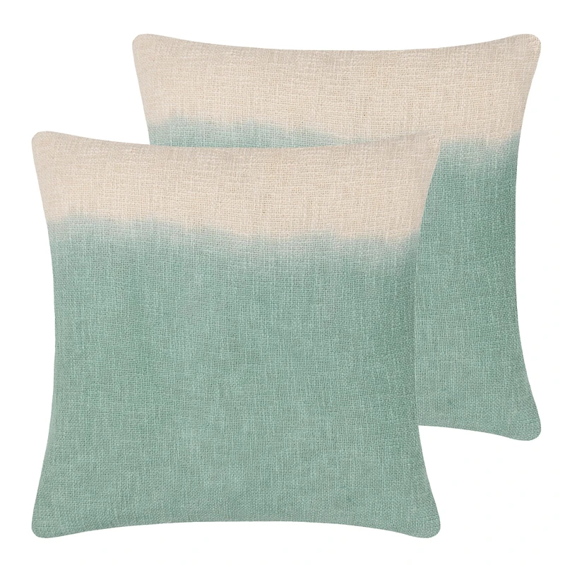 furn. Mizu Square Feather Filled Cushions Twin Pack, Eucalyptus, 50 x 50cm