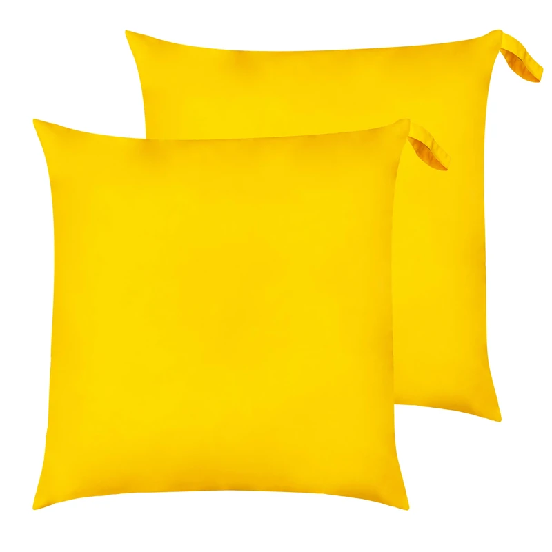 furn. Plain Outdoor Cushions Twin Pack,Yellow,55 x 55cm - Image 1