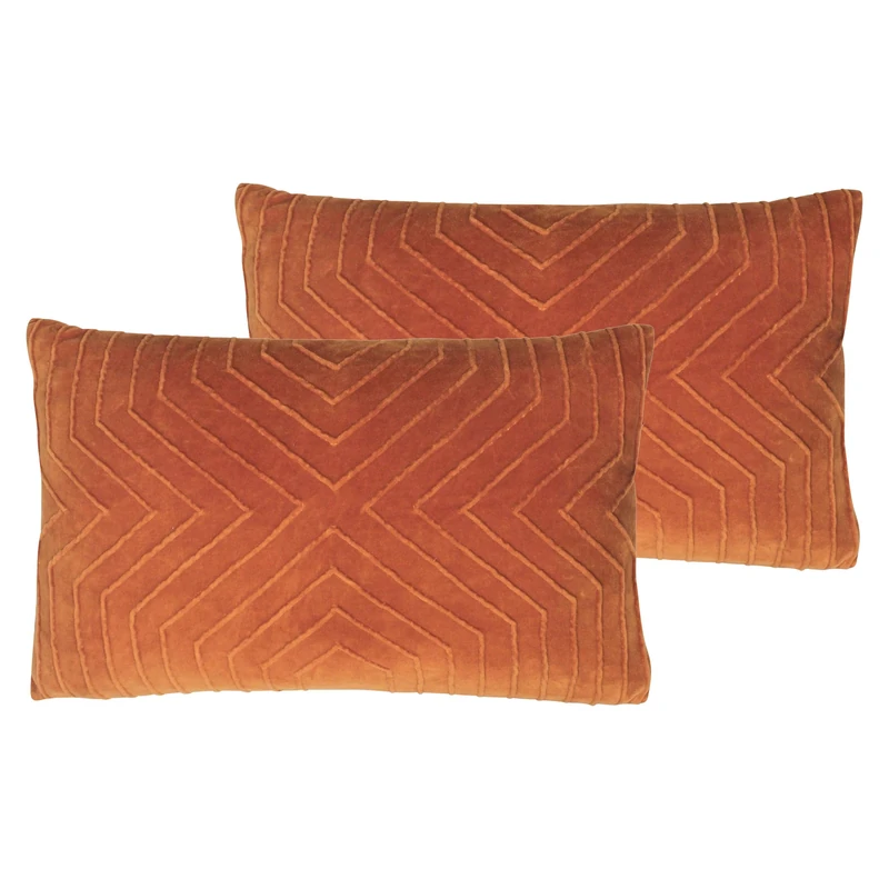 furn. Mahal New Feather Filled Cushions Twin Pack, Rust, 30 x 50cm