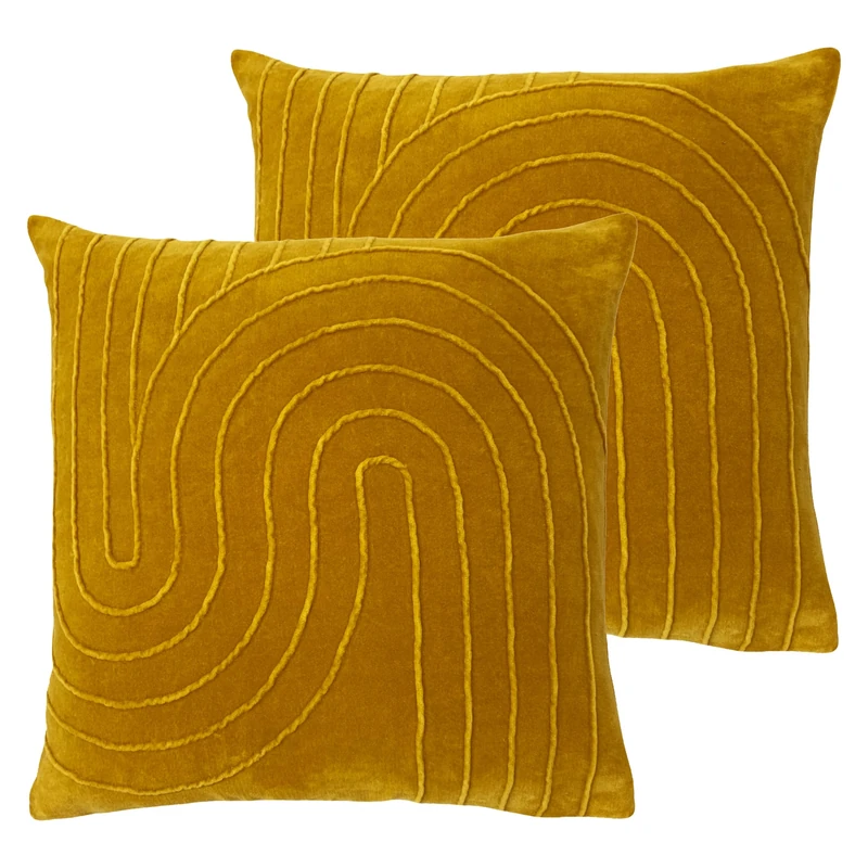 furn. Mangata Feather Filled Cushions Twin Pack,Ochre,45 x 45cm