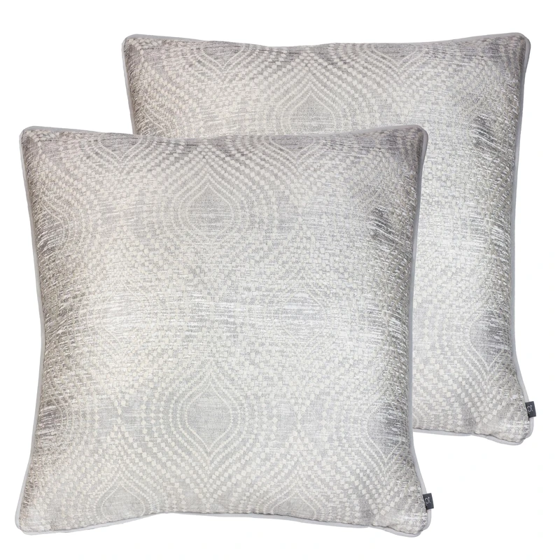 Prestigious Textiles Radiance Feather Filled Cushions Twin Pack, Chrome, 55 x 55cm - Image 1