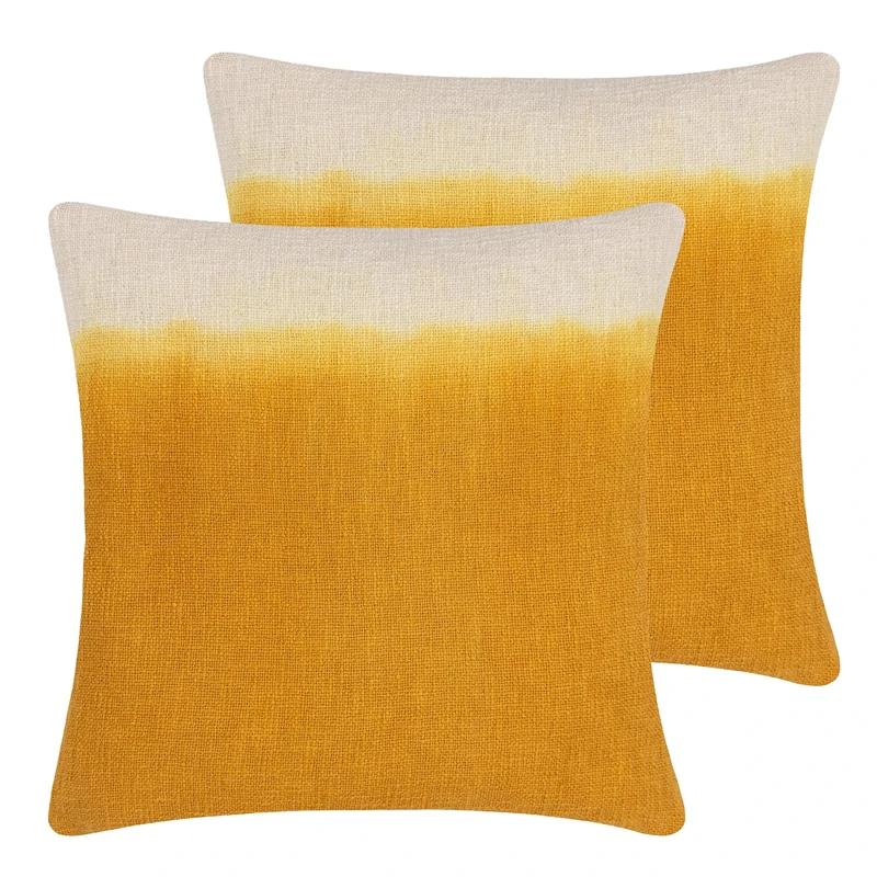 furn. Mizu Square Feather Filled Cushions Twin Pack, Ochre, 50 x 50cm