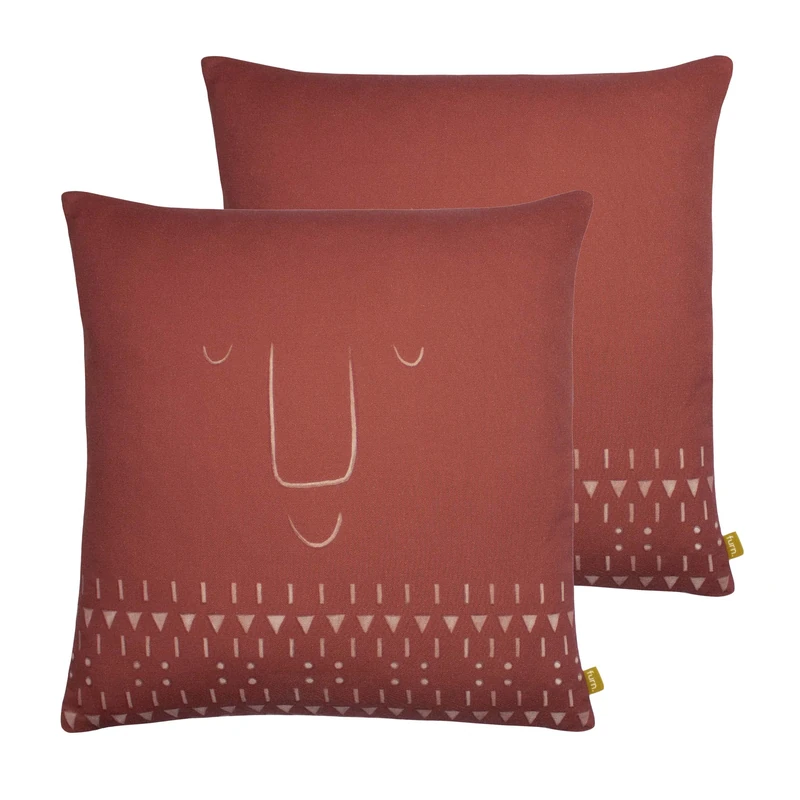 furn. Pacha Feather Filled Cushions Twin Pack, Terracotta, 43 x 43cm - Image 1