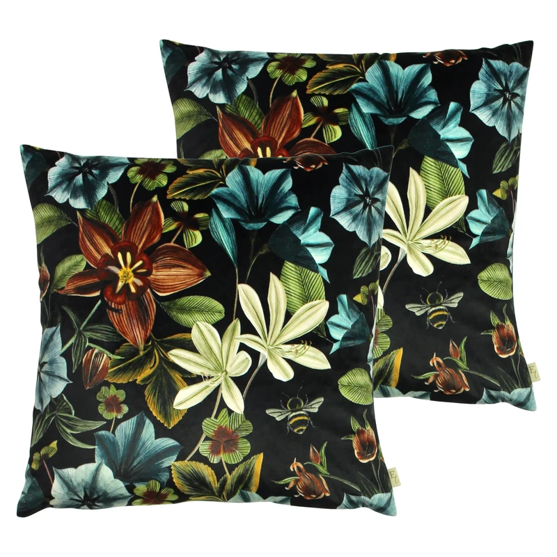 Evans Lichfield Midnight Garden Feather Filled Cushions Twin Pack - Image 1