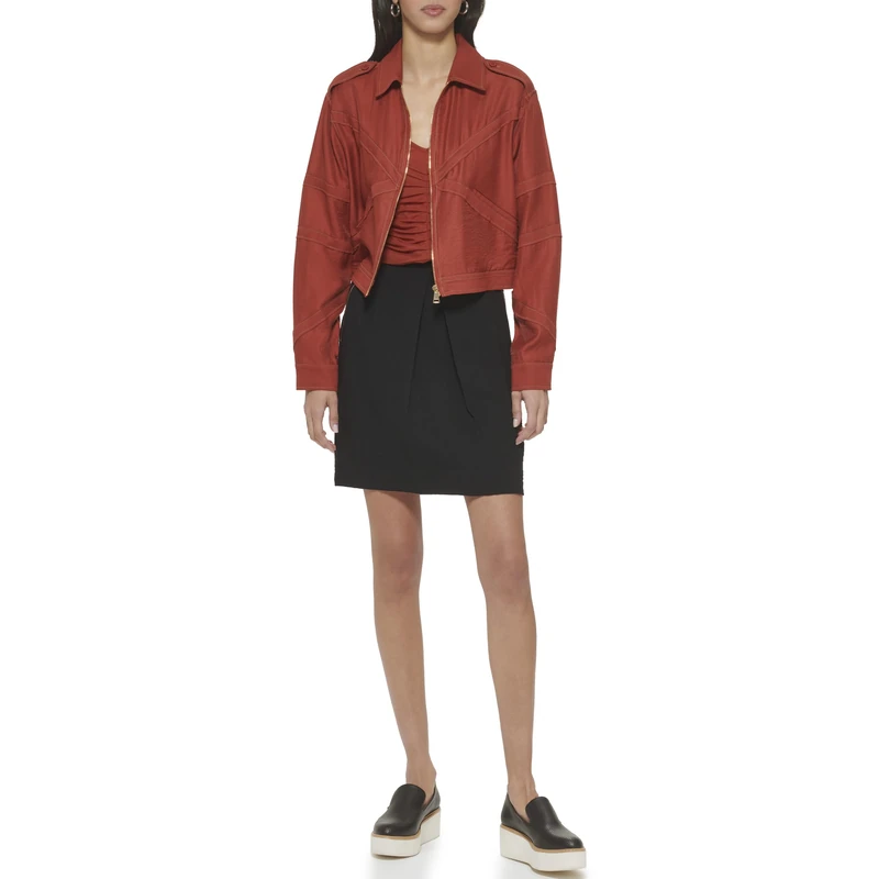 DKNY Women's Crinkle Dressing Skis Skirt, Black, M