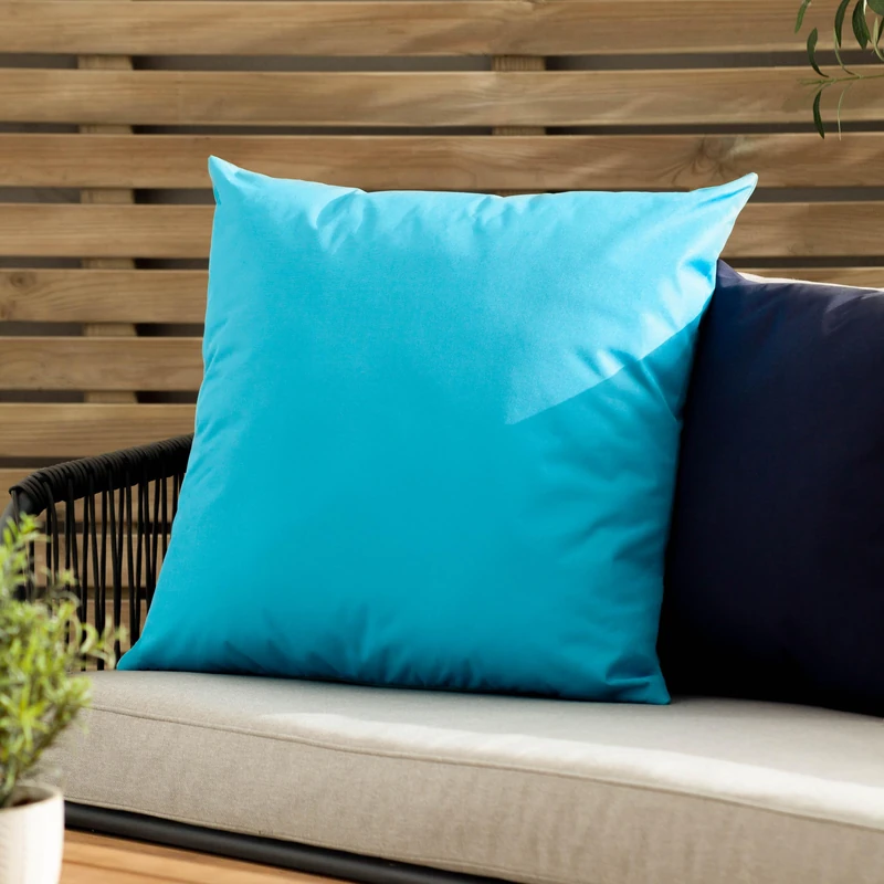 furn. Plain Outdoor Cushions Twin Pack,Aqua,55 x 55cm