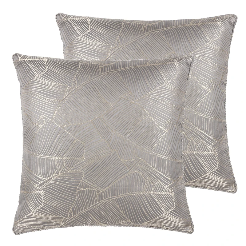furn. Wylder Seymour Feather Filled Cushions Twin Pack, Warm Grey, 50 x 50cm - Image 1