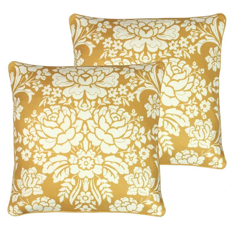 Paoletti Melrose Feather Filled Cushions Twin Pack, Honey, 50 x 50cm