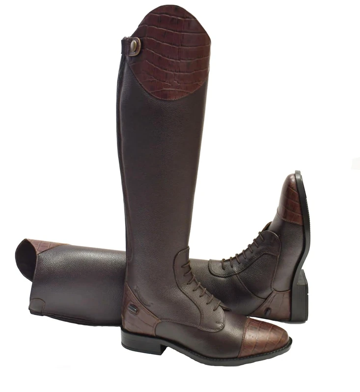 Rhinegold De-Luxe Leather Laced Riding Boot-4(37)-Calf 2-BRN