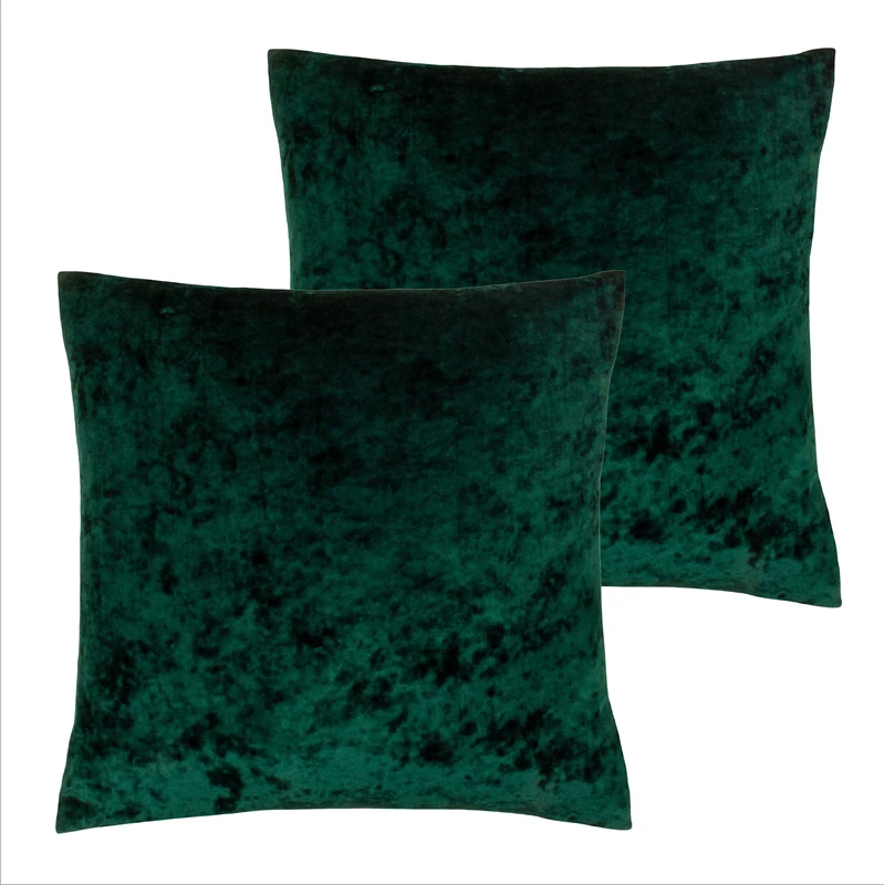 Paoletti Verona Feather Filled Cushions Twin Pack, Emerald, 55 x 55cm