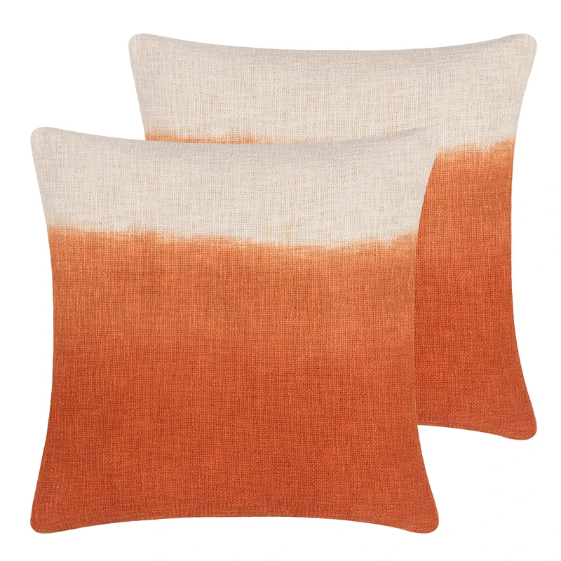 furn. Mizu Square Feather Filled Cushions Twin Pack, Amber, 50 x 50cm