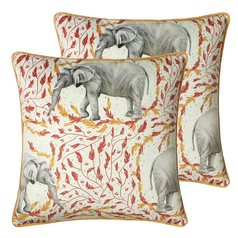 Paoletti Samui Feather Filled Cushions Twin Pack,Gold,45 x 45cm