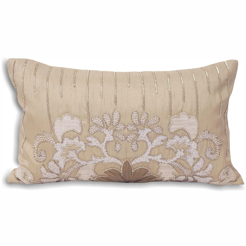 Paoletti Genevieve Feather Filled Cushion, Taupe, 30 x 50cm