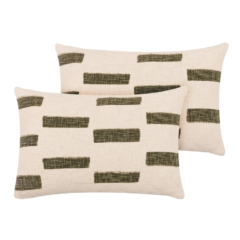 Yard Terra New Feather Filled Cushions Twin Pack, Moss, 40 x 60cm