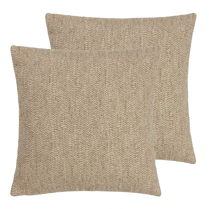 Hoem Tiona Square Feather Filled Cushions Twin Pack, Nougat/Toffee, 50 x 50cm