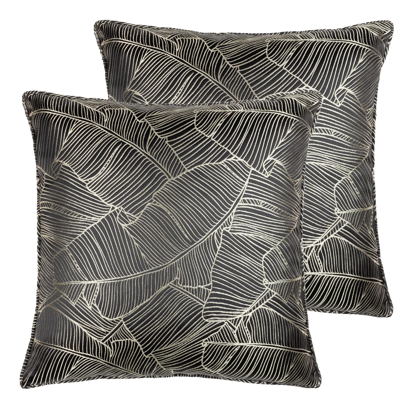 furn. Wylder Seymour Feather Filled Cushions Twin Pack, Black, 50 x 50cm