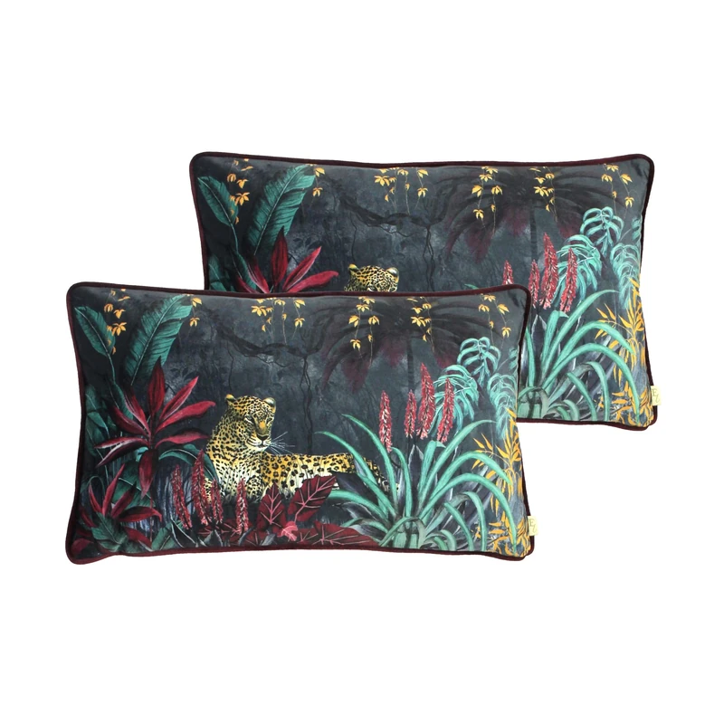 Evans Lichfield Zinara Leopard Feather Filled Cushions Twin Pack