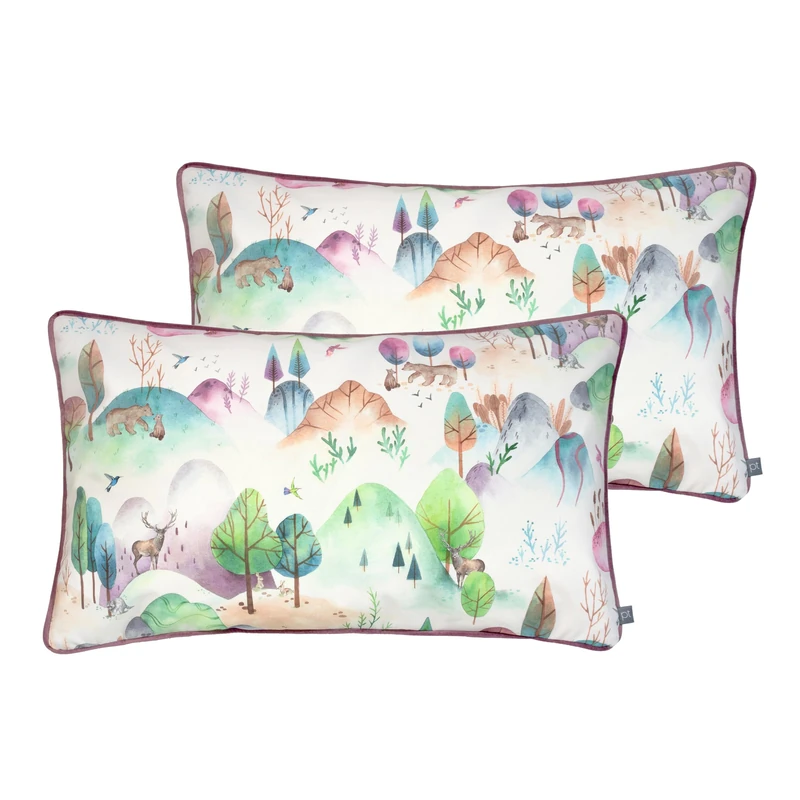 Prestigious Textiles Woodland Walk Feather Filled Cushions Twin Pack, Candyfloss, 60 x 40cm - Image 1