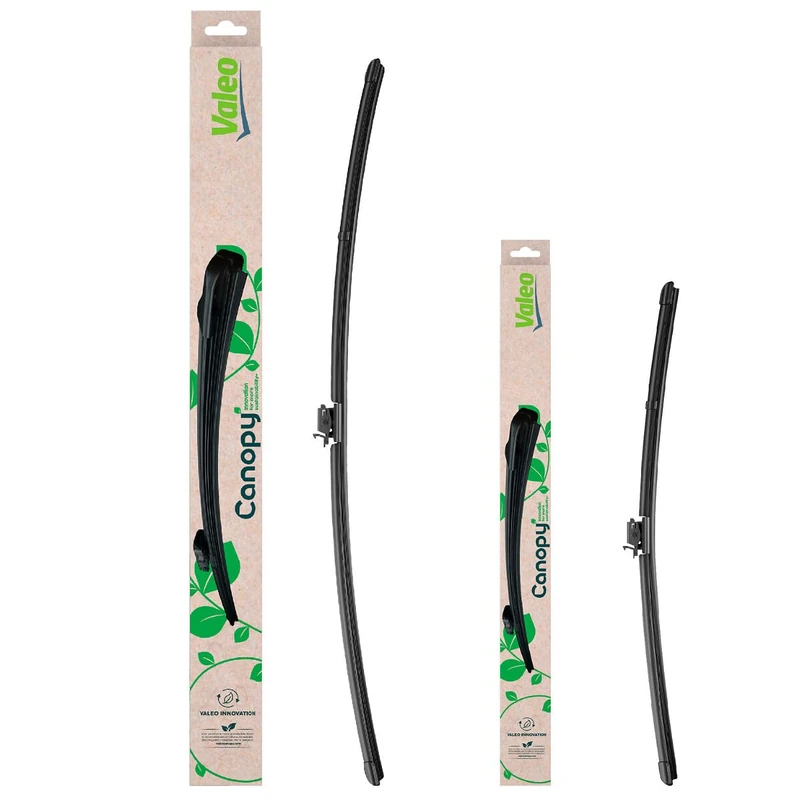VALEO CANOPY Wiper - Flat Wiper Blade Kit Made from Natural and Recycled Materials CAN92+CAN38 - Front - Lengths: 28 inches+18 inches - (Set of 2 Wiper Blades)