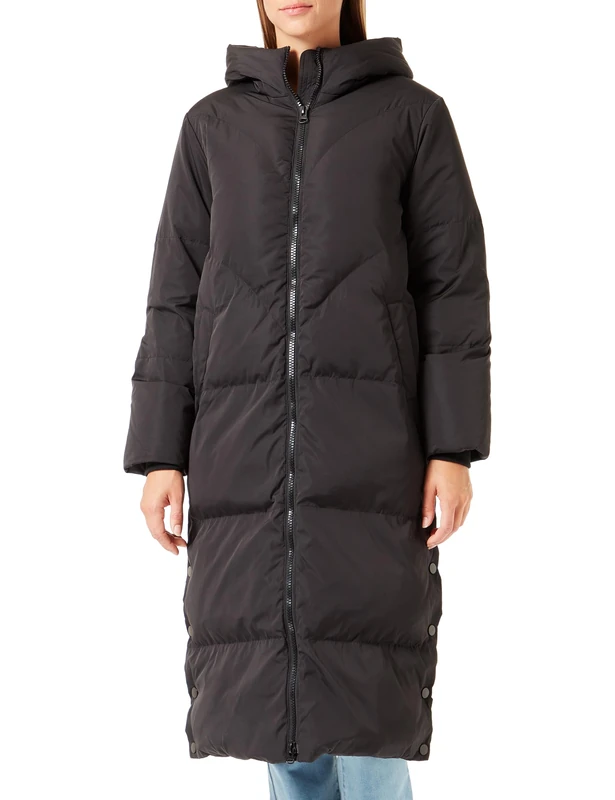 YAS Women's Yasirima Ls Long Down Coat S. Noos Buffer, Black, M