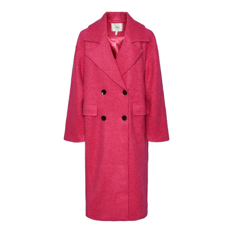 YAS Women's Mila LS Wool Mix Coat S. Noos, Fuchsia Purple, S