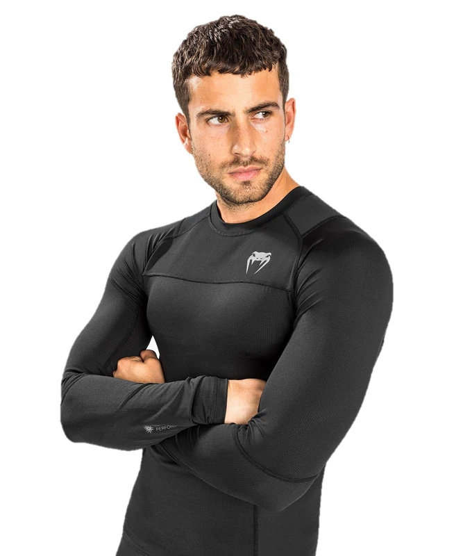 Venum Men's G-fit Air Rash Guard Long Sleeve-Black Shirt, L - Image 1