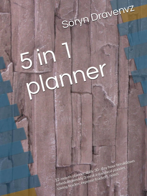 5 in 1 planner: 12-month, daily 30 - day hour breakdown schedule, weekly 3 meal a day meal plan, saving tracker, expense logs, and notes.