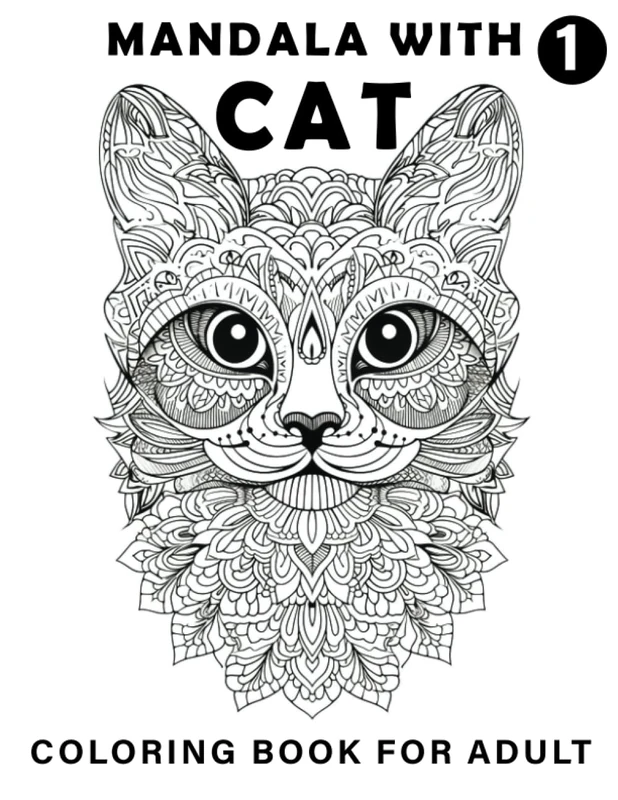 Mandala With Cat Coloring book For Adult