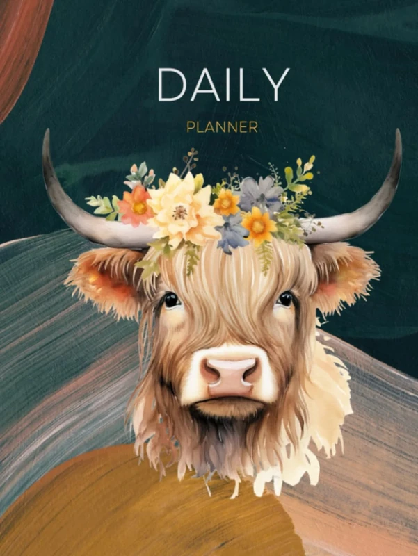 Highland Cow Daily Planner WIth Health Chart