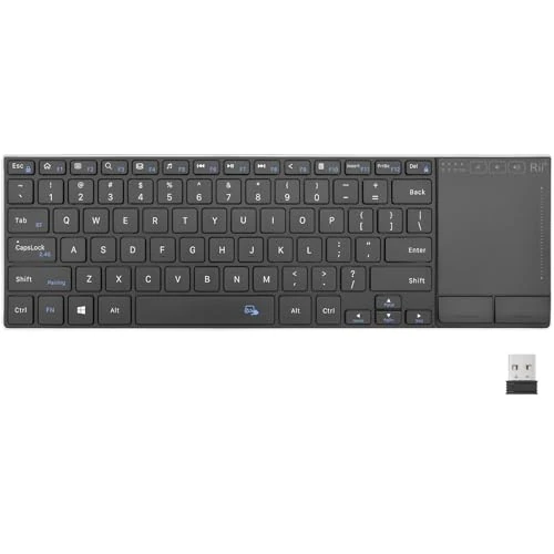 Rii Wireless Bluetooth Keyboard - Multi-Touch Touchpad, Compatible with PC, Mac, Laptop (2.4G+BT New)