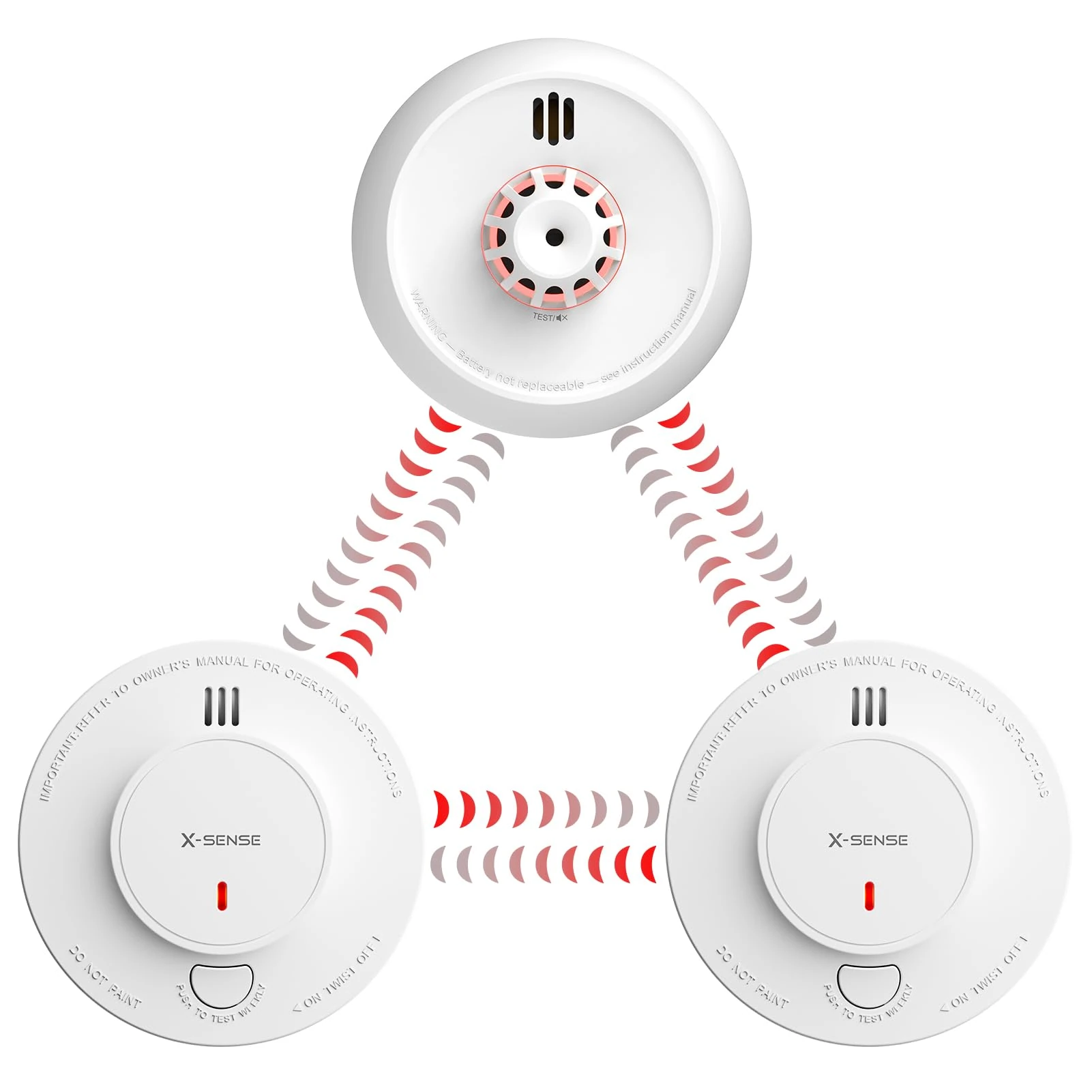 X-Sense Wireless Interlinked Smoke Alarms and Heat Alarm Scotland Bundle, 1 Heat Alarm & 2 Smoke Alarms, Sealed 10-Year Lithium Battery, EN 14604 Standard and BS 5446 Compliant, Link+ Series, HS21