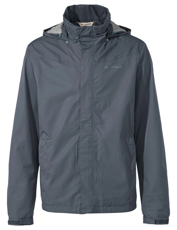 VAUDE Men’s Rain Jacket Escape Bike Light heron, waterproof outdoor jacket, breathable biking jacket with hood, eco-friendly hiking jacket, S