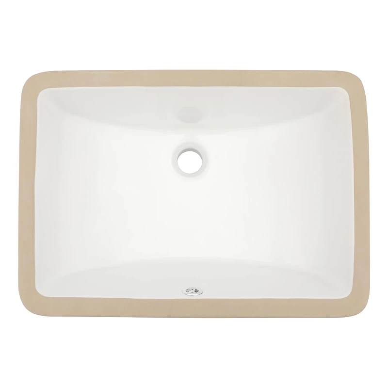Dcolora Undermount Bathroom Sink Rectangle 16"x12" White Porcelain Ceramic Rectangular Vessel Sink Under Counter Lavatory Vanity Bath Sink Bowl Basin with Overflow
