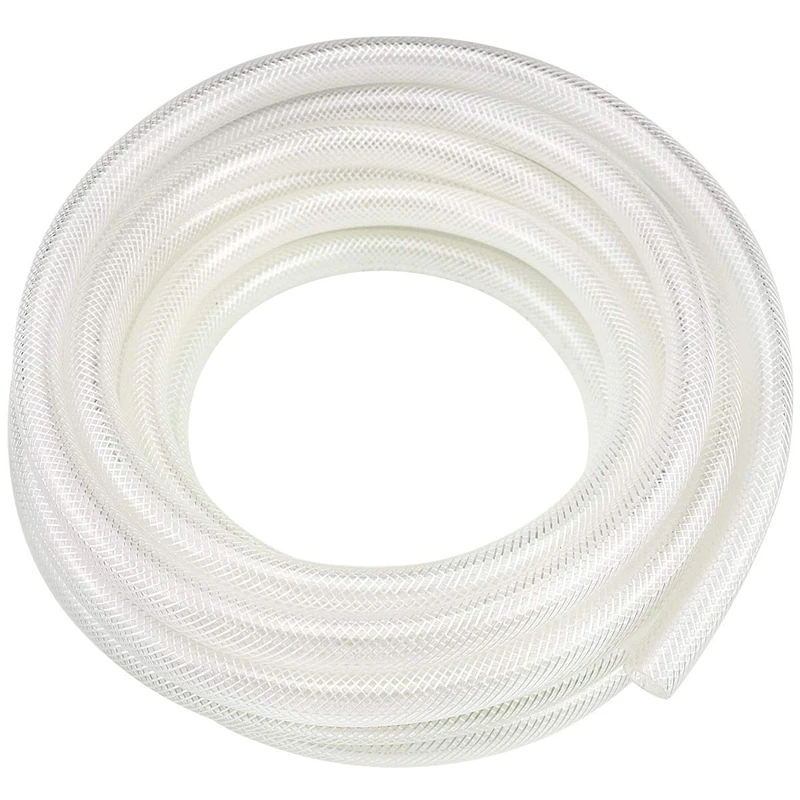 1-1/2'' ID x 10 Ft High Pressure Braided Clear Plastic PVC Vinyl Tubing Flexible Vinyl Tube, Heavy Duty Reinforced Vinyl Hose Tubing, BPA Free and Non Toxic