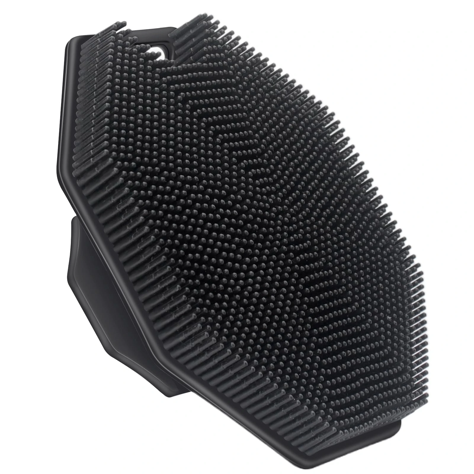 Alyvisun Silicone Body Scrubber with Hook and Suction, Handheld Shower Bath Brush for Body [Gently Exfoliate & Massage], Body Cleansing Brush for All Skin Type (Black)