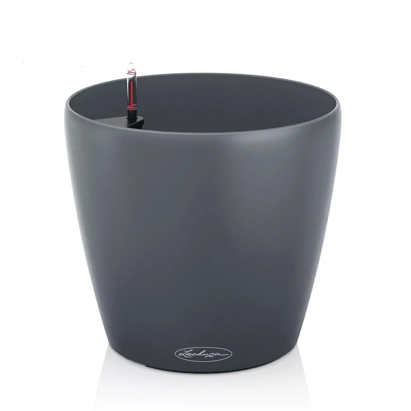 Lechuza - Classico Color ECO 35 Planter Grey | Planter with Watering System and Water Level Indicator | Made of 100% Recycled Plastic | Matte Surface | Diameter 34.5 x 32.5 cm | 18933