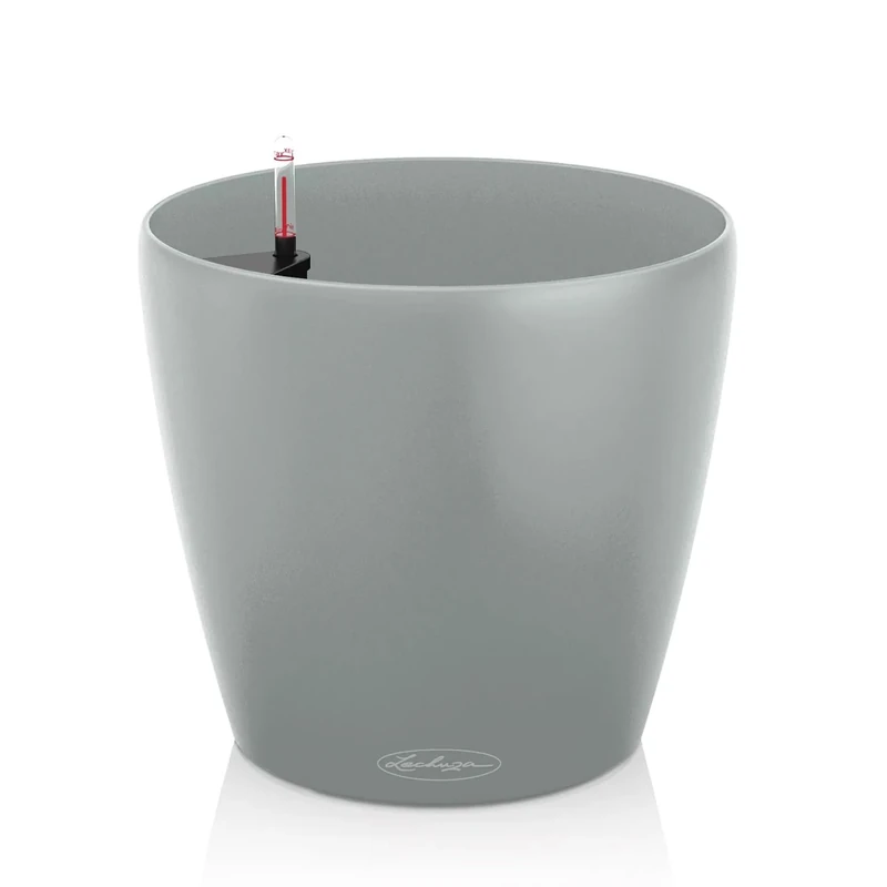 Lechuza - Classico Colour Eco 35 Planter with Watering System and Water Level Indicator 100% Recycled Plastic Matte Surface Diameter 34.5 x 32.5 cm 18930 Light Grey